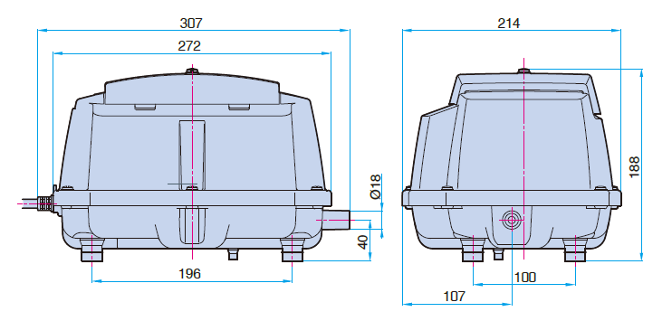Dimensions compresseur nitto kohki LA 80B